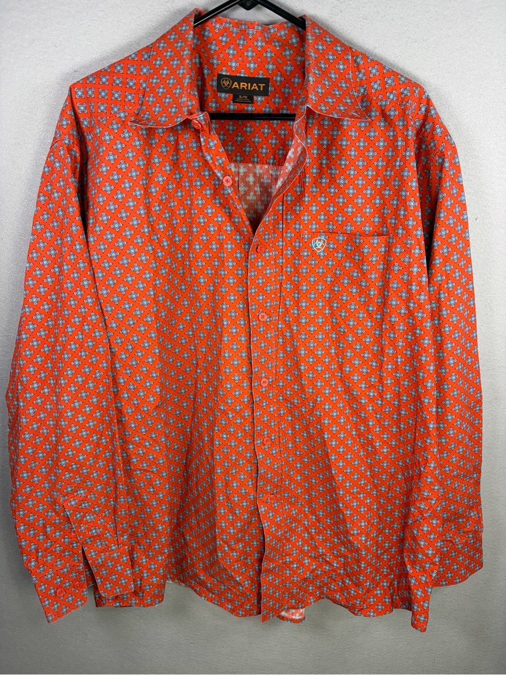 Ariat Orange Geometric Print Button-Down Shirt